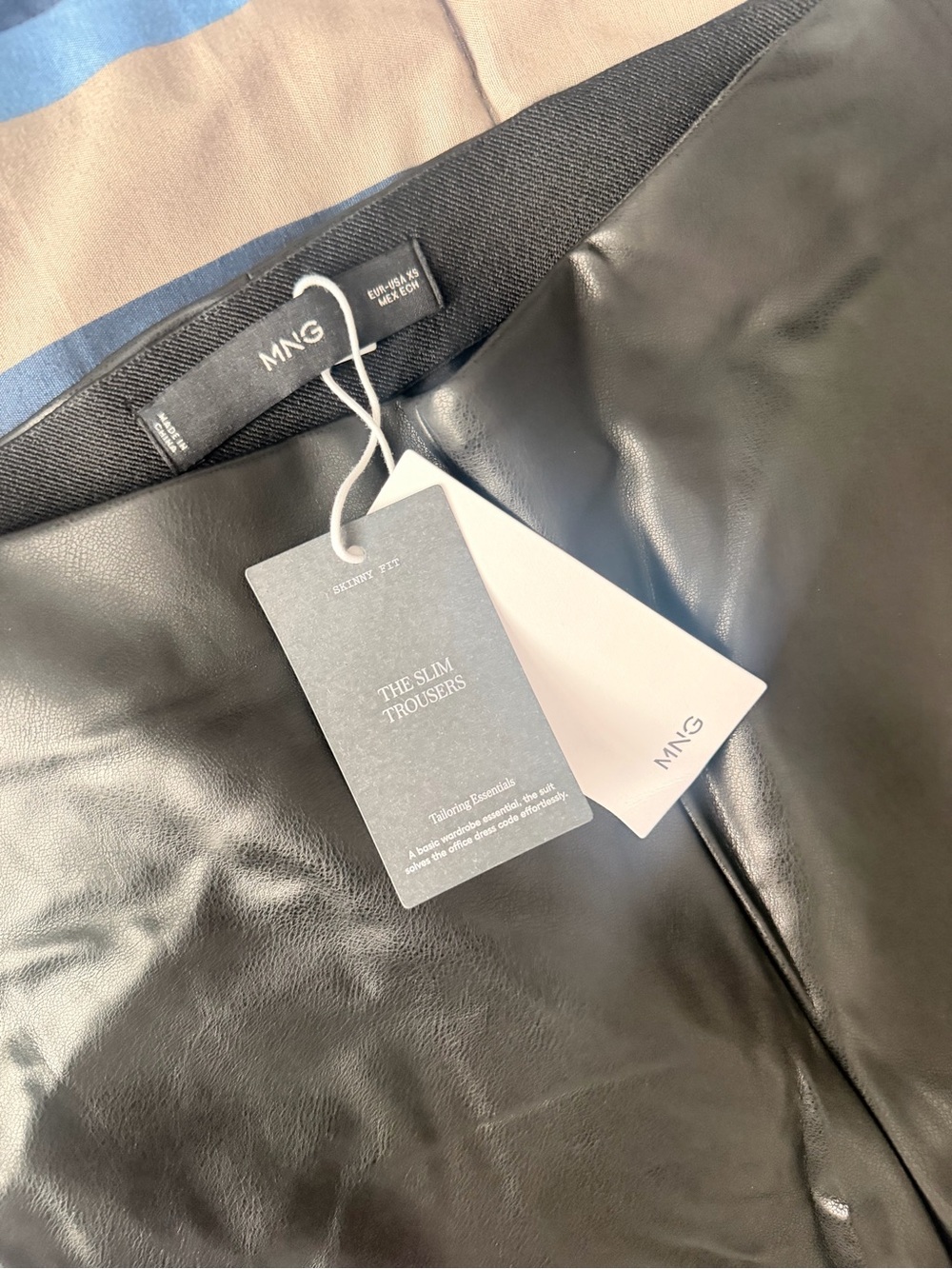 Mango Black Faux Leather pants/trousers with Smooth Finish